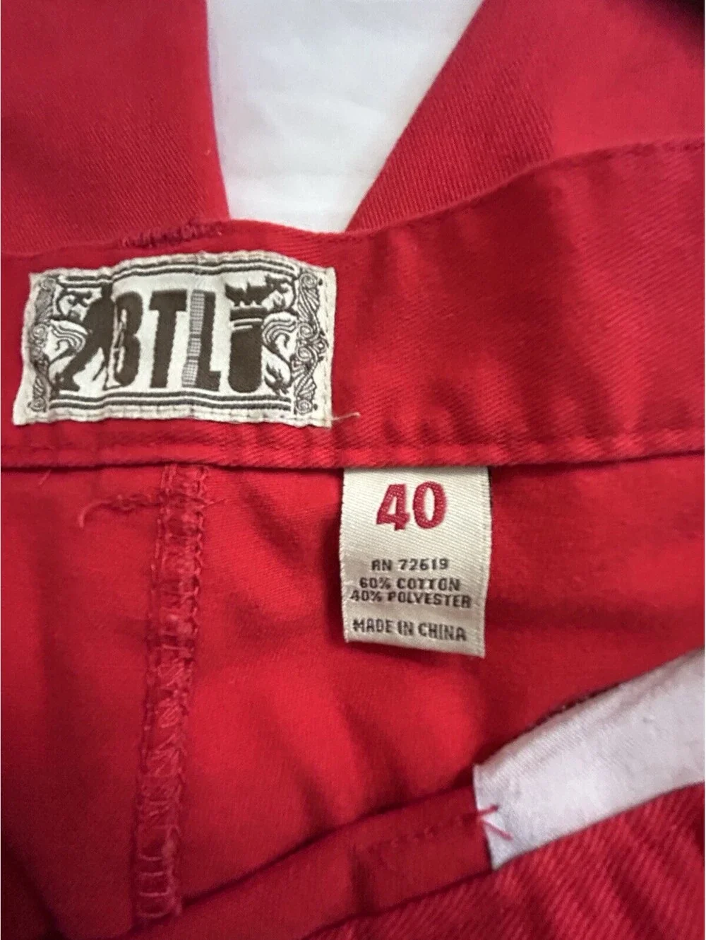BTL Men's Red Size 40 Cargo Shorts Cotton Blend Button Pockets Utility Workwear